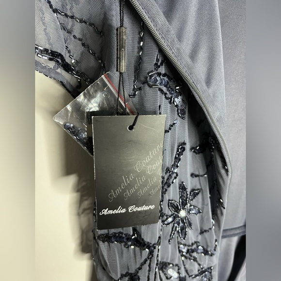 Amelia Couture Elegant Blue Beaded Evening Gown - Picture 13 of 15